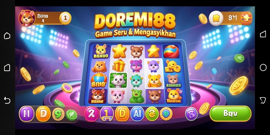 Tampilan gameplay DOREMI88 dengan suasana Bingo yang ceria.