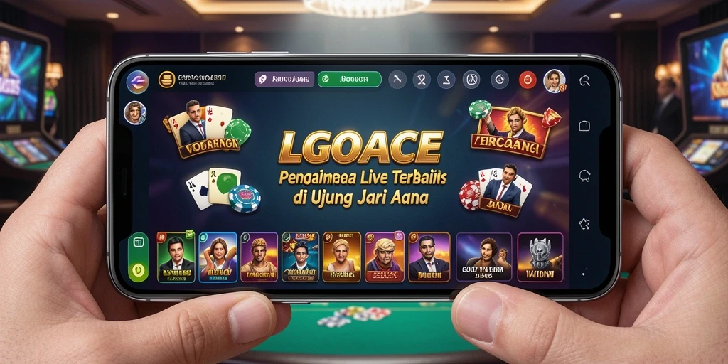 Screenshot gameplay LGOACE dengan dealer langsung dan interaksi pemain.