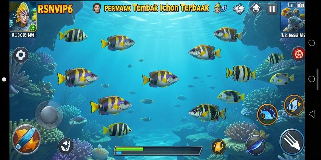 Screenshot gameplay menampilkan serunya menembak ikan.