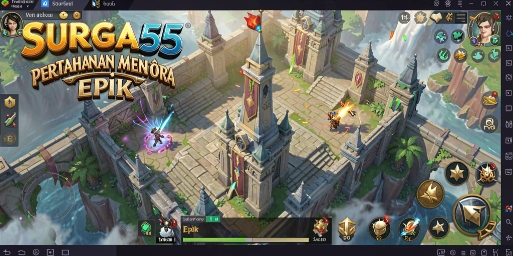 Tampilan gameplay menara yang mendebarkan dalam SURGA55.