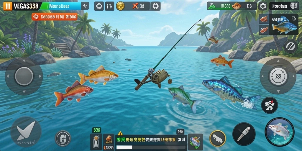 Tampilan gameplay menarik dari VEGAS338 dengan berbagai jenis ikan.
