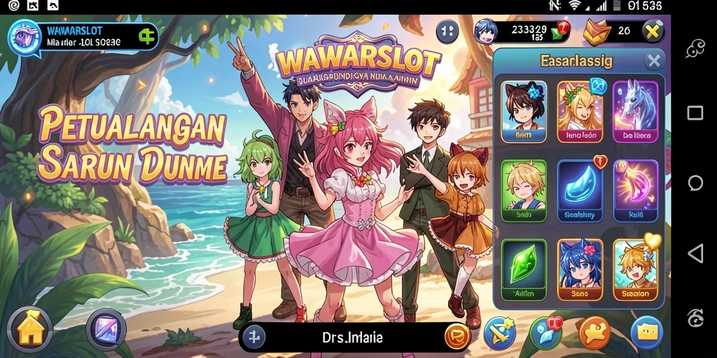 Screenshot gameplay WAWARSLOT menampilkan karakter Anime yang menarik.
